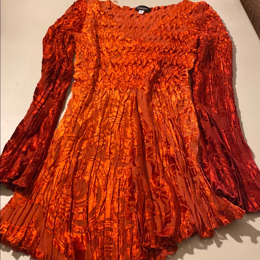 Vibrant Orange Textured Dress